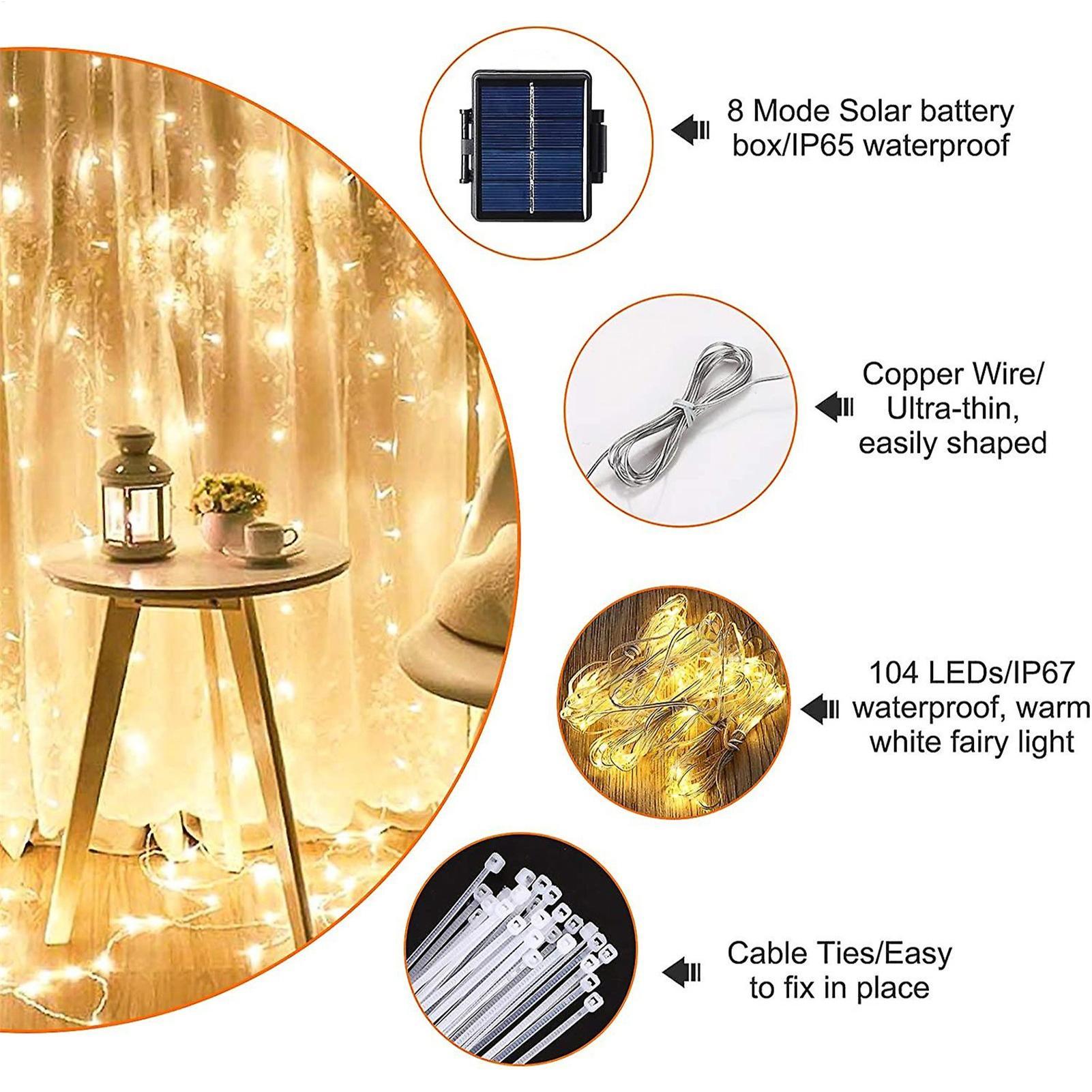 Outdoor Lighting Company - Guirnalda de luces solares para sombrilla,