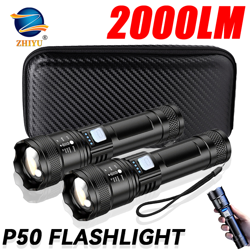 Outdoor Lighting Diy - Linterna LED táctica de 2000LM, recargable