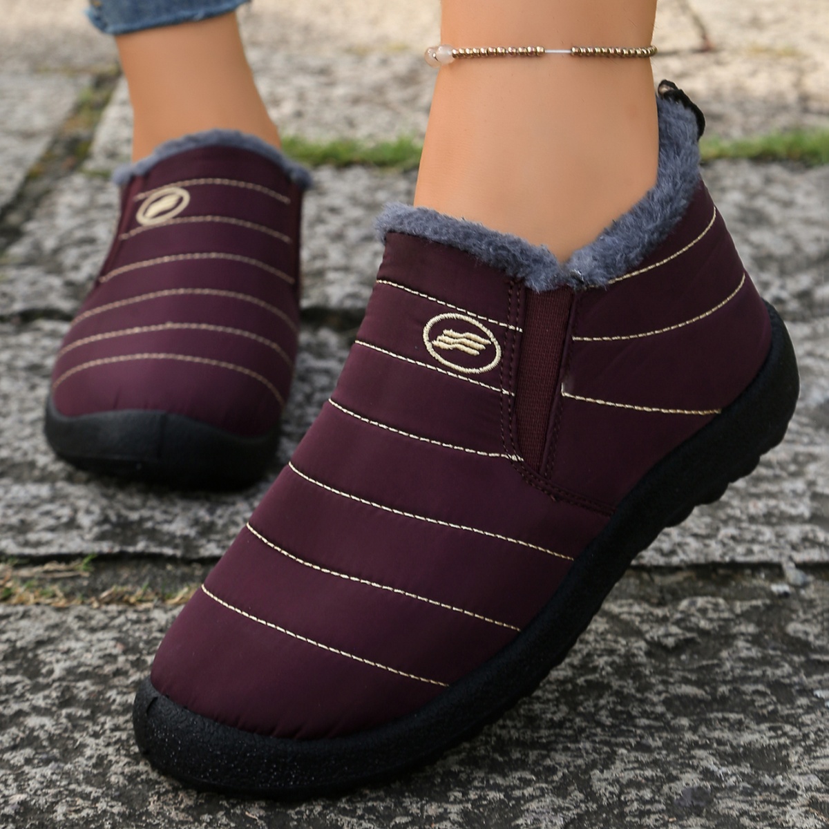 Outdoor Lighting Round - Botas de nieve impermeables con forro